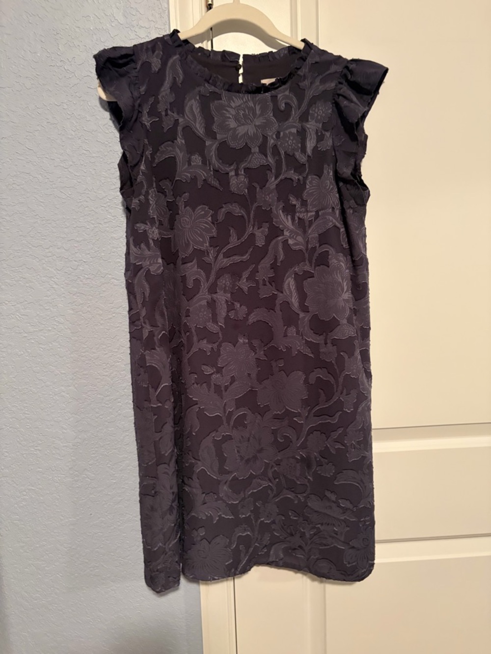 LOFT Gray Floral Jacquard Mini Dress
